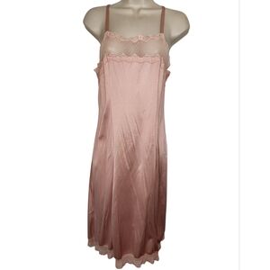 Vintage Bestform Dusty Rose Nylon Slip Swiss Dot Lace Bodice Size 34